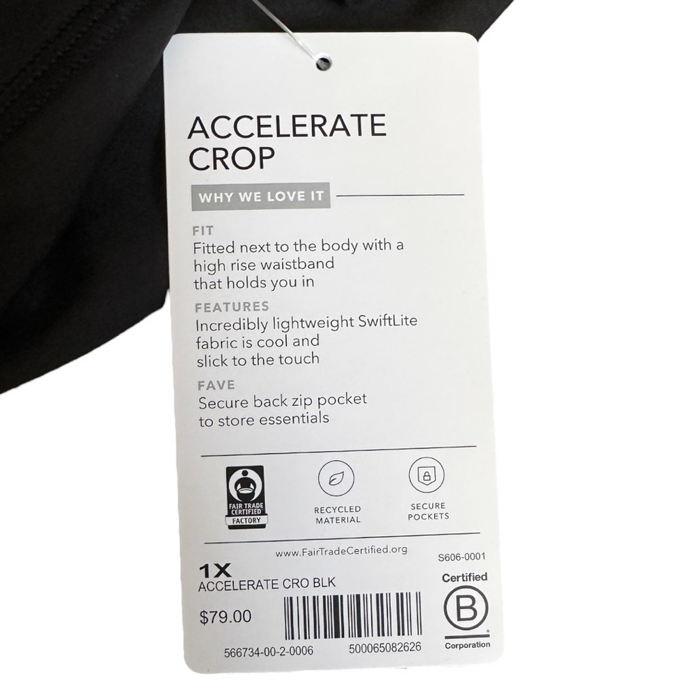 NWT Athleta Accelerate High Rise Crop Leggings 1X Black SwiftLite Lightweight - Picture 8 of 10